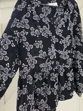 Loft Black Floral Peplum Blouse